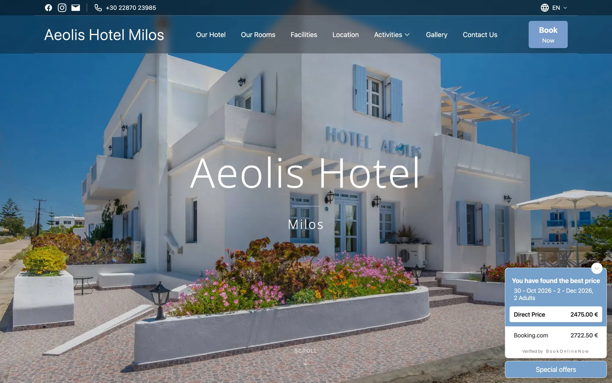 The Aeolis Hotel homepage