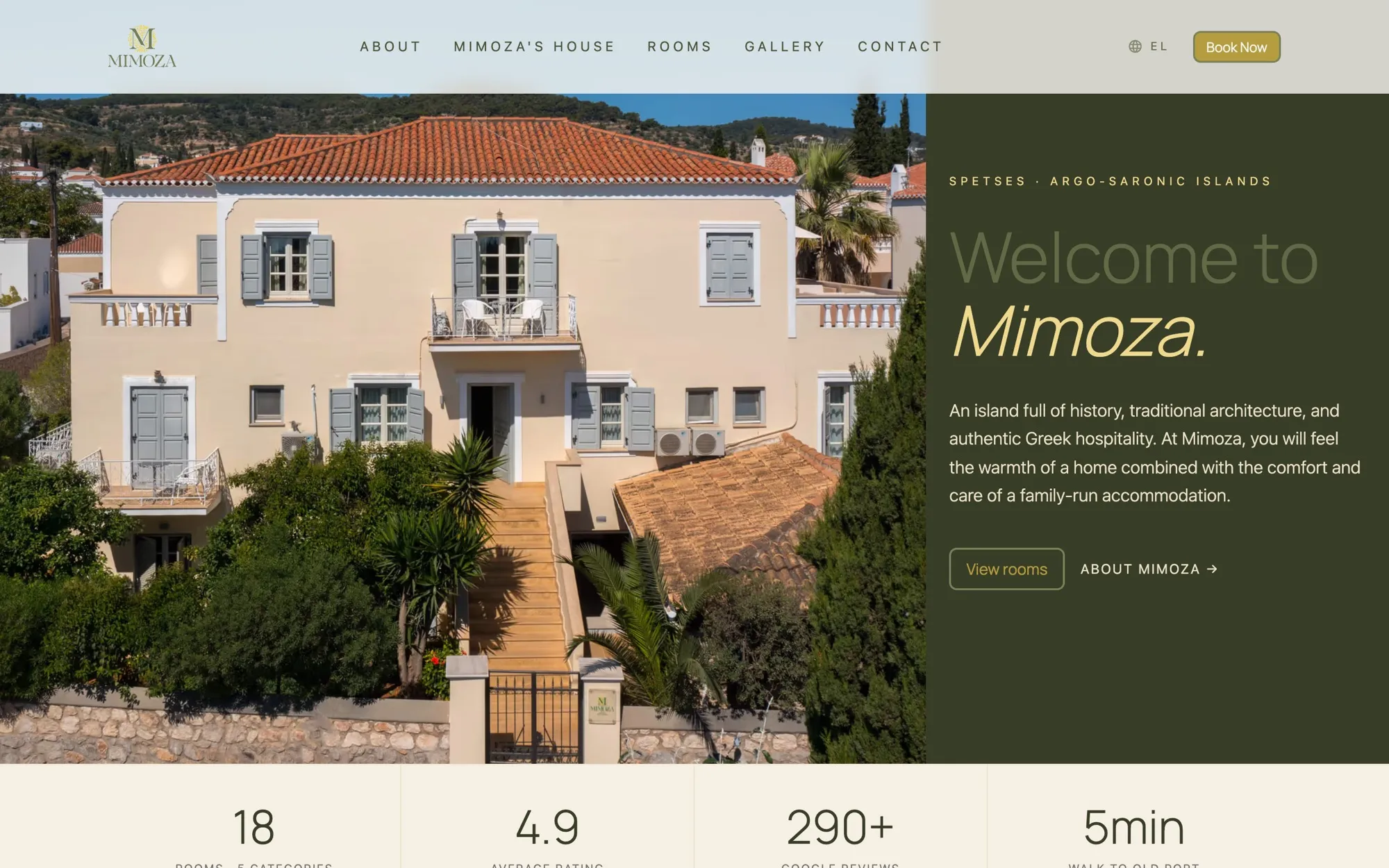 The Mimoza Spetses homepage